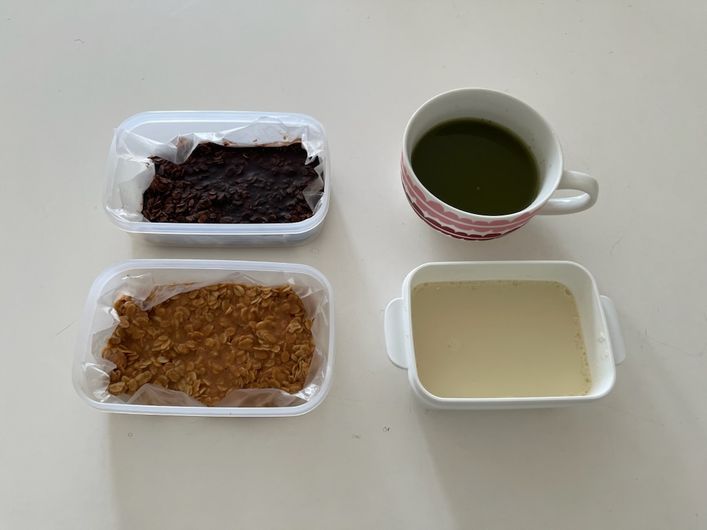 きな粉チョコクランチ、チョコクランチ、抹茶ゼリー、豆乳ゼリー