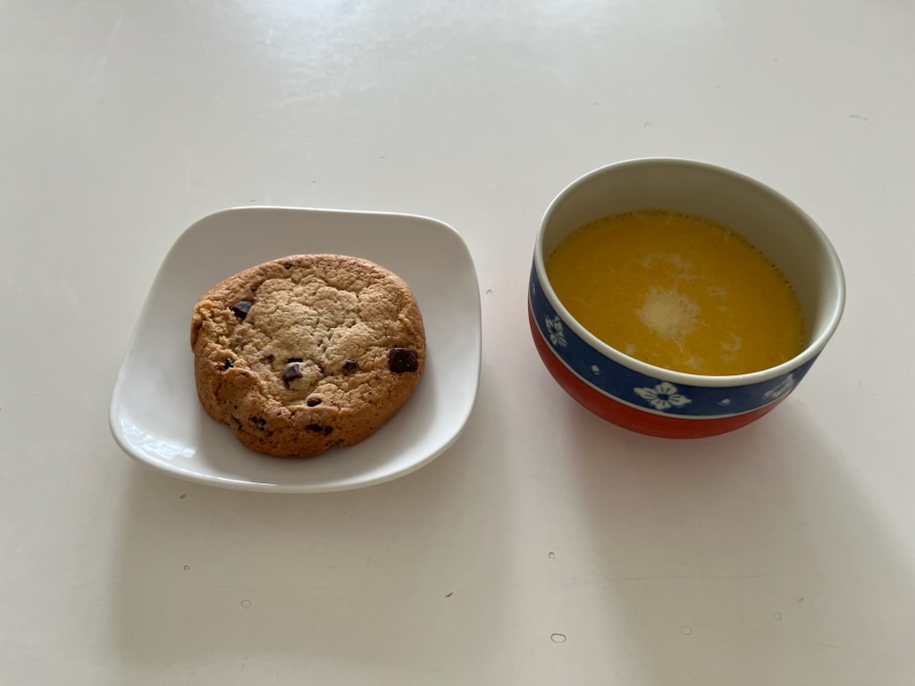チョコチップクッキー、かぼちゃプリン