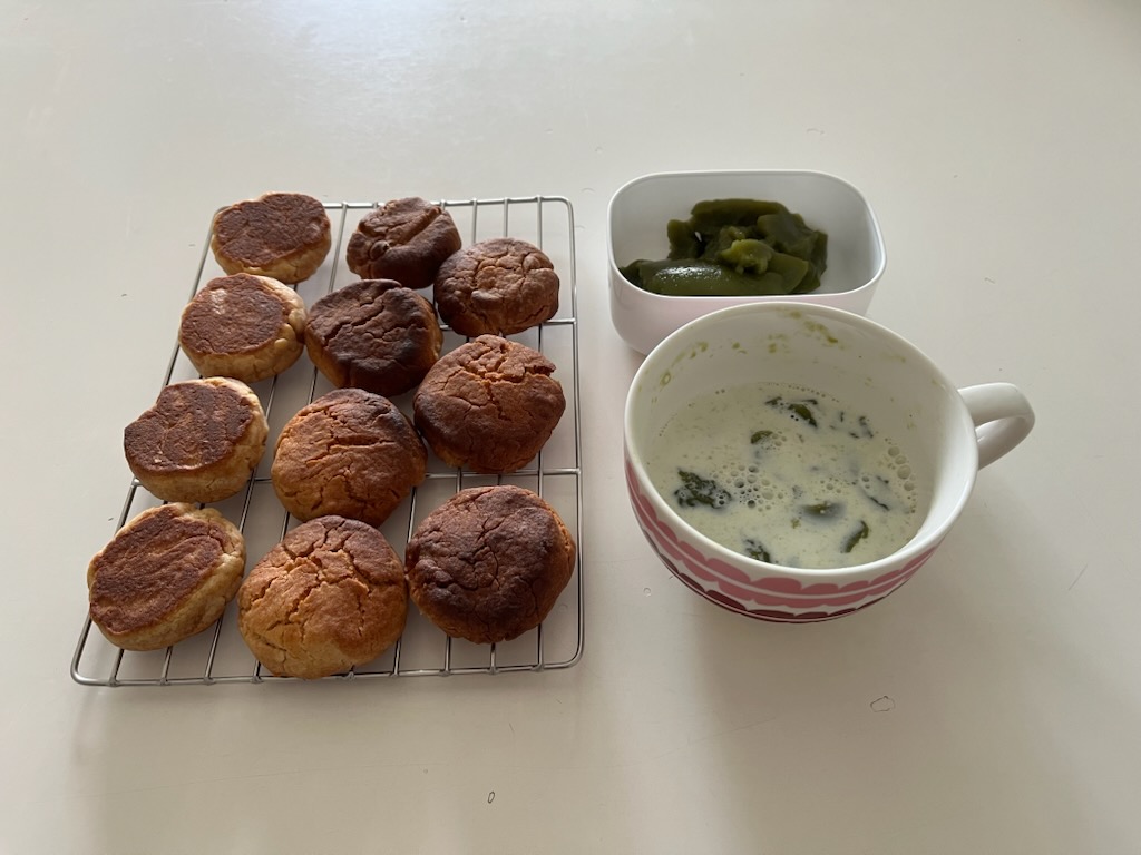 クッキー、抹茶ゼリー