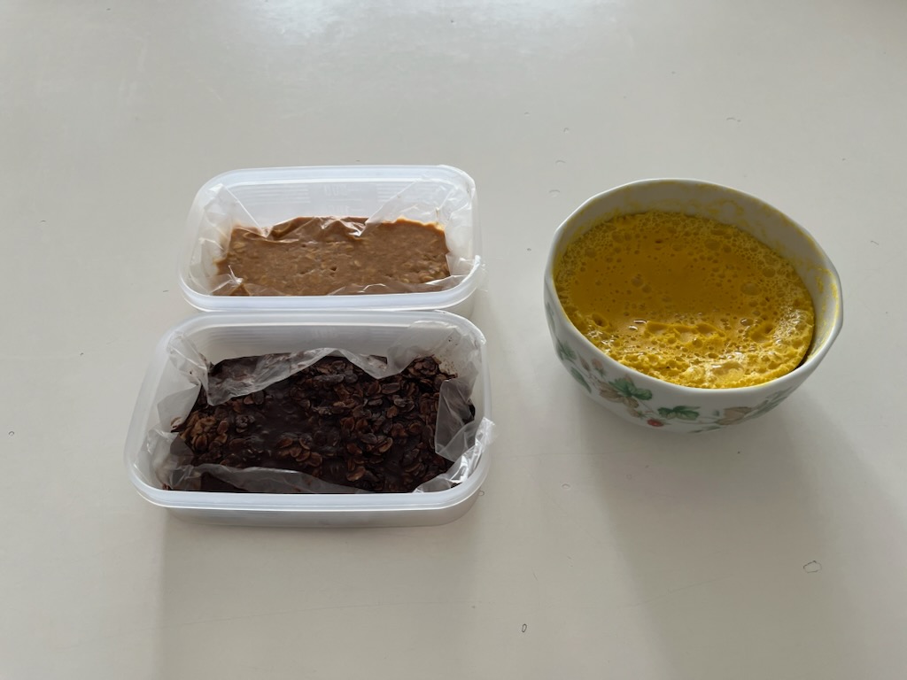 オートミールチョコクランチ、レンジかぼちゃけーき