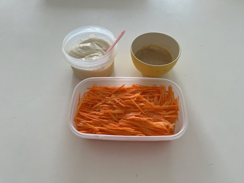 酢にんじん、豆乳マヨネーズ、ごまだれ