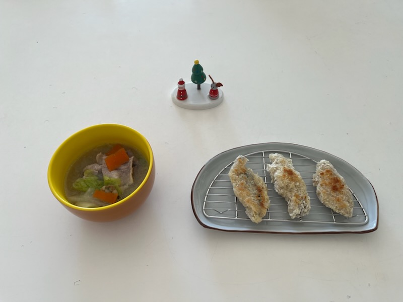 鍋、アジフライ