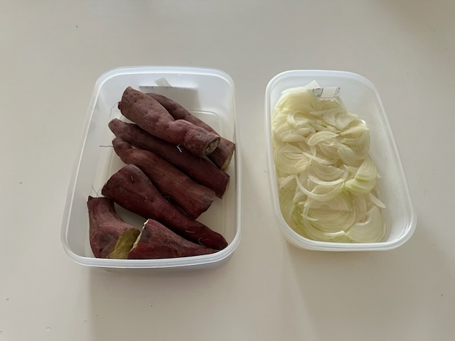 さつまいも、酢たまねぎ