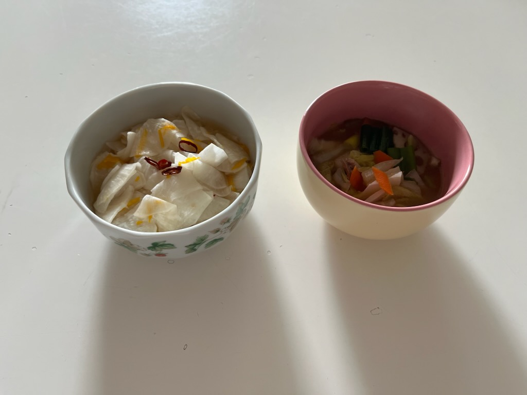 ゆず大根、豚汁