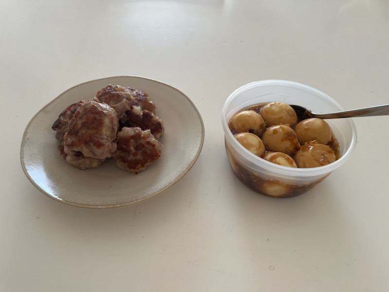 豚小間チーズボール、麻薬卵