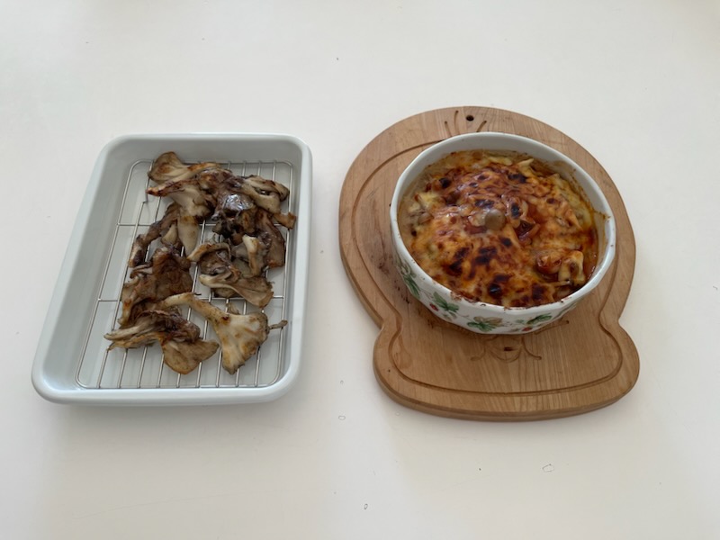 舞茸の唐揚げ、レンジでハンバーグ風