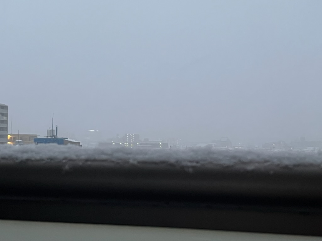 ベランダ手すりの雪