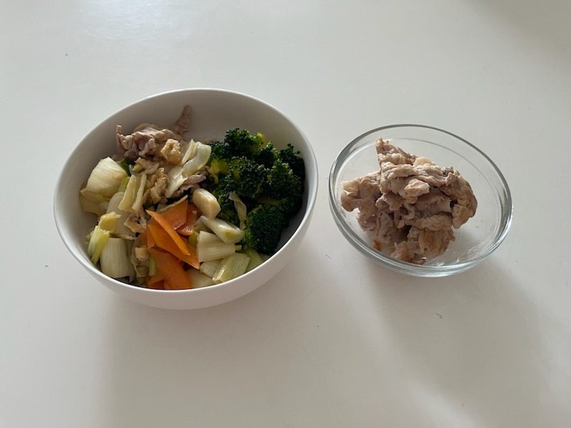 豚肉と野菜の柚子胡椒煮、焼き豚肉