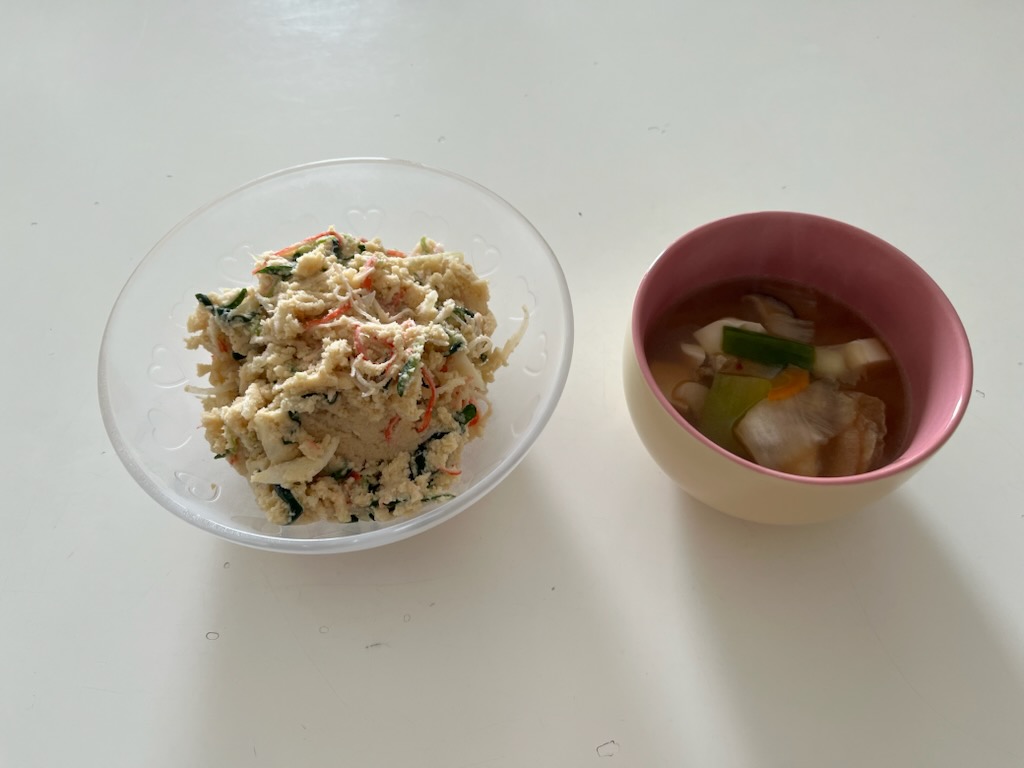 おからサラダ、干し野菜の味噌汁