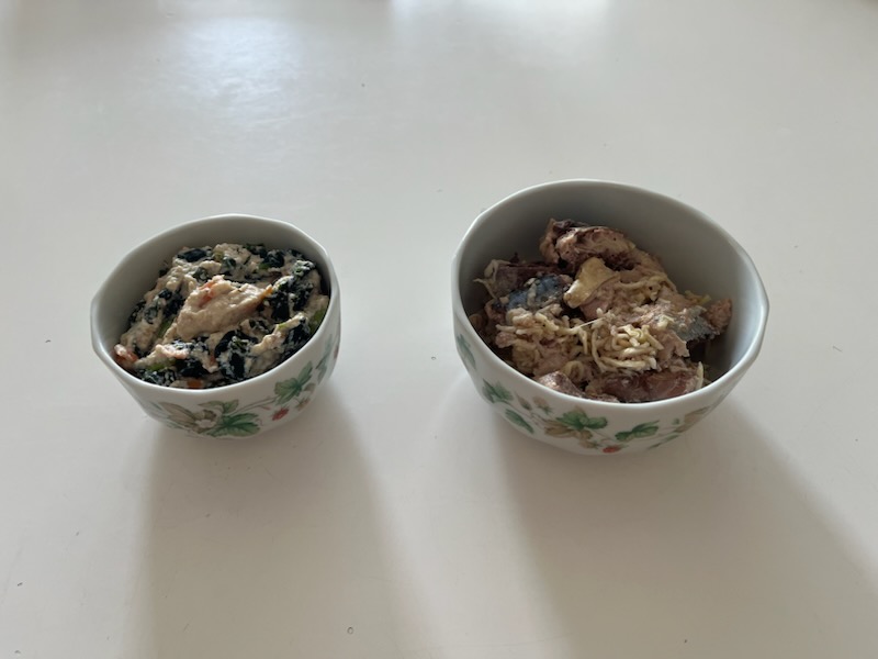 豆腐とわかめのサラダ、さば缶切干