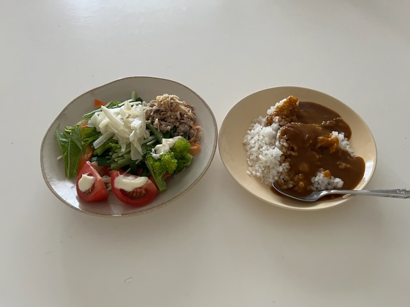 サラダとカレーライス