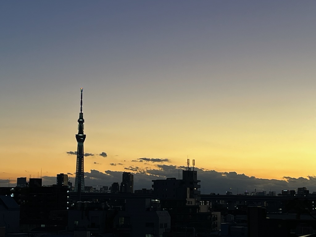夕方のスカイツリー方面